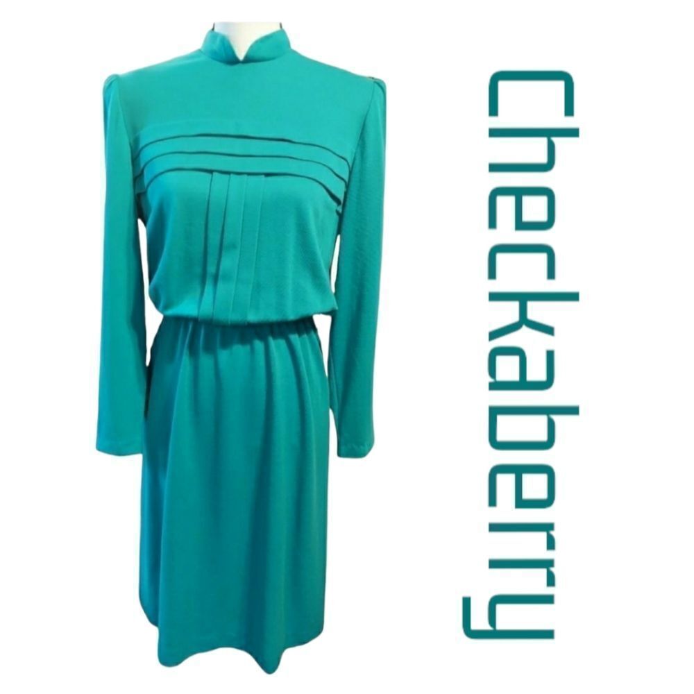 Vintage Checkaberry dress Teal Womens Size M/L